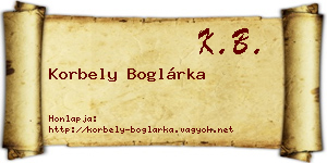 Korbely Boglárka névjegykártya